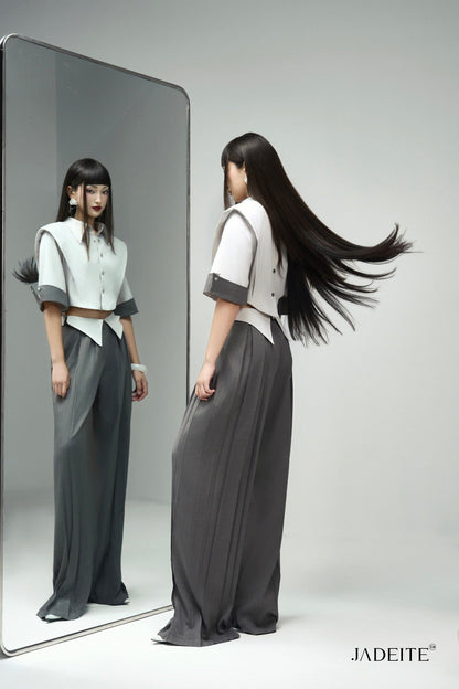 Front & Back Grey Crop-Shirt & Front & Back Grey Pants